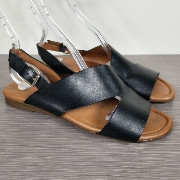 Franco Sarto Garza Sandal, Black Leather, Womens Size 9 M / 39 - Picture 2 of 13